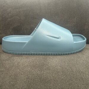 Nike Calm Slide Men 13 Smokey Blue Solid Sandal Slip On Comfort Relax FD4116-005